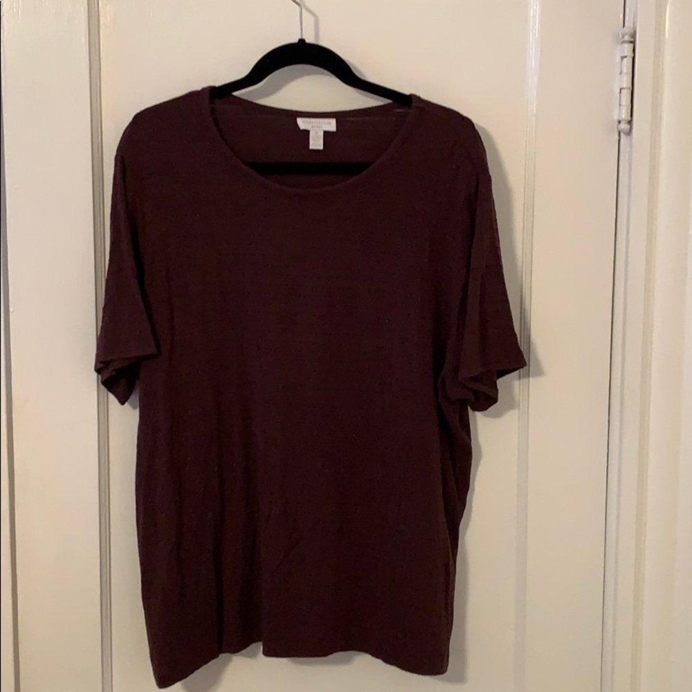Charter Club Woman Brown Top 2X with gold accents